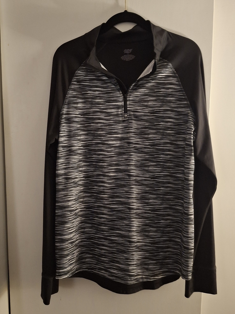 Zone Pro Black & Gray Space-Dye Quarter Zip Pullover